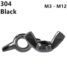 Black 304 Stainless Steel Wing Thumb Nuts Wing Nuts M3 M4 M5 M6 M8 M10 M12