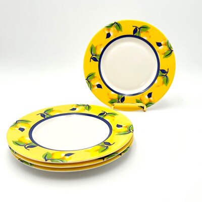 4pc Luminarc Zest Lemon Yellow Plates 8'' Made In France Preppy Boho Organic