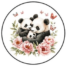 Panda Family With Flowers Envelope Seals Labels Stickers Party Favors