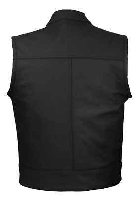 Gefomuofe Gilet Da Motociclista Da Uomo In Vera Pelle Con Bottoni Aperti Gilet Classico Moto Motociclista Gilet In Pelle Da Uomo In Vera Pelle Senza Maniche Giacche Vera Pelle Bovina, A Nero