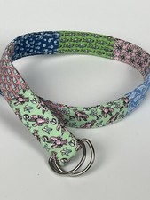 Vineyard Vines Youth Sz Medium Patchwork D-Ring Belt Cotton Whale Lobsters Fish