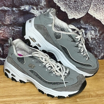 Skechers D’Lites Memory Foam Gray Running Sneaker’s Shoes Size