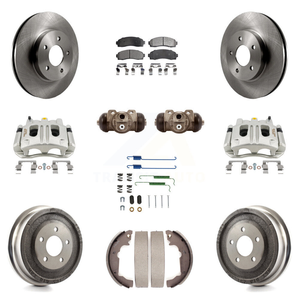 Front Rear Brake Caliper Rotors Drum Semi-Metallic Pad Shoe Cylinder Kit For Vue