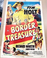 BORDER TREASURE! '50 TIM HOLT RARE WESTERN CLASSIC ORIGINAL U.S. OS FILM POSTER
