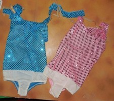 NWOT Faux Sequin Dance Costume prototype Lot of 2 Size Tot 2C Pink Blue