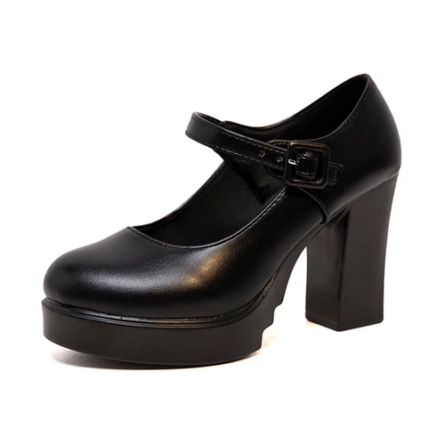 Women Mary Jane Ankle Strap Womens Chunky Platform Pumps Dressy Non-slip Buckle - Picture 7 of 26