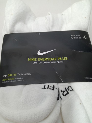 Nike Men's Everyday Plus Cushion Crew 6 Pack Socks White SX6897-100 Men (8-12) 888408260963 | eBay