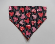 VALENTINE'S DAY HEARTS ON POLKA DOTS DOG SCARF/BANDANA--S, M, L