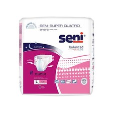 Seni Super Quatro Severe Absorbency Incontinence Brief, Large PK/9 