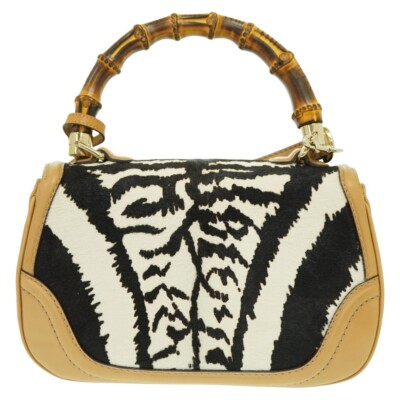 GUCCI 254884 New Bamboo Shoulder Hand Bag Zebra pattern Calf GUCCI 254884 New Bamboo Shoulder Hand Bag Zebra pattern Calf