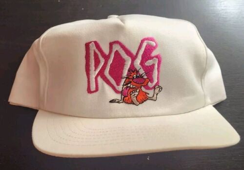 Vintage 1994 NEW Oldstock POG Pogs White Snapback Embroidered Hat RARE USA MADE - Picture 3 of 5