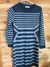 Women's Size S CALVIN KLEIN Sweater Dress Gray Striped