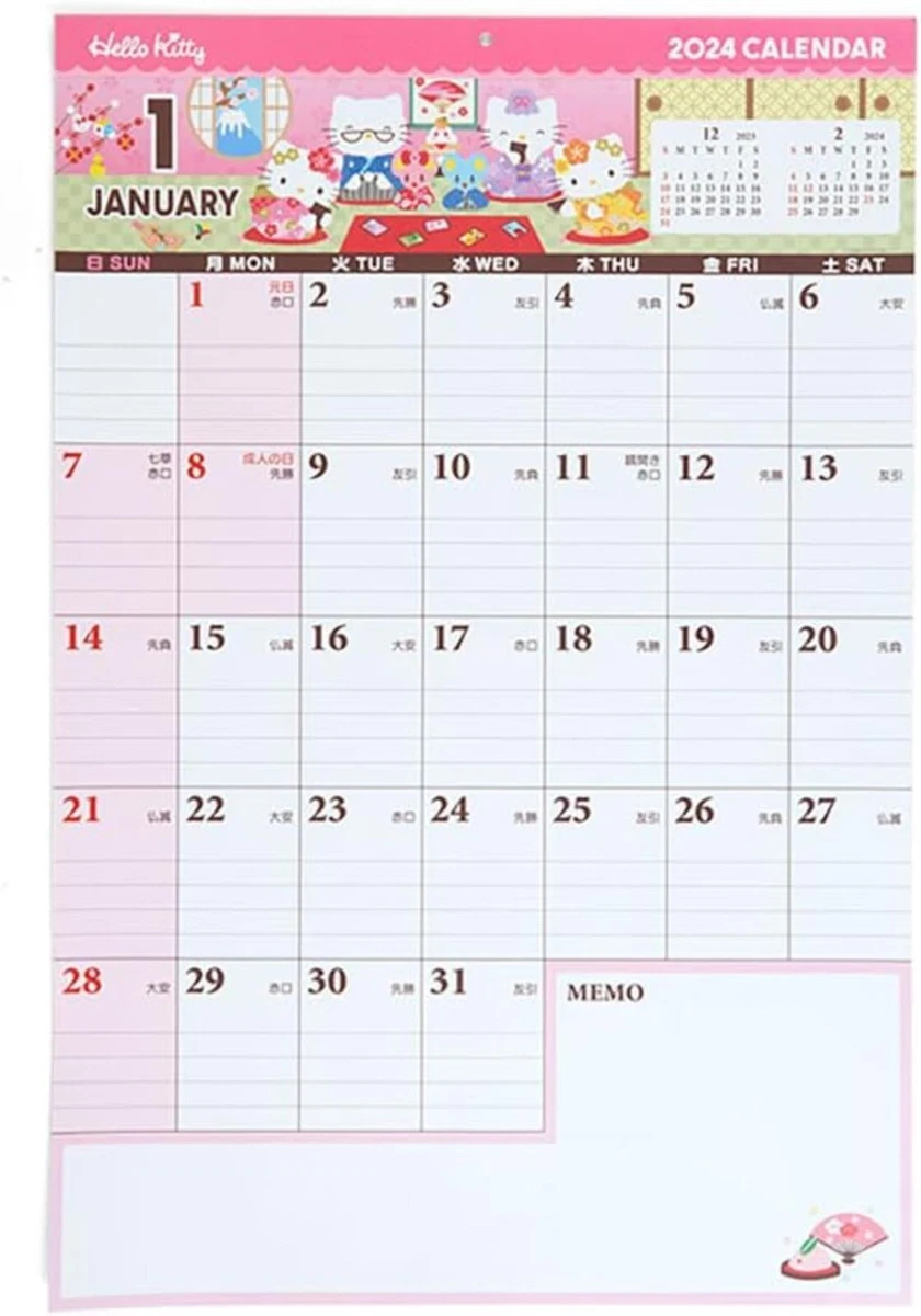 Sous-main - Calendrier avec jours de la semaine - Hello Kitty