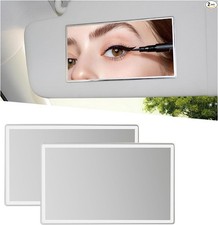 2 PCS Car Sun Visor Mirror,Stainless Steel Sun-Shading Cosmetic Mirror Rectangle