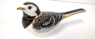 Royal Crown Derby Pied Wagtail Paperweight Gold Stopper MMVII (Fel)