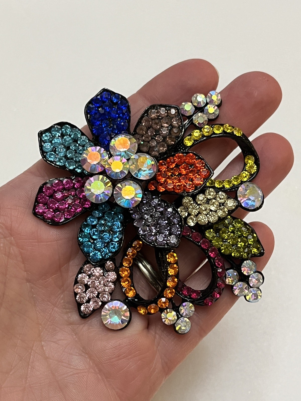 Rhinestone Flower Statement Brooches Dimensional … - image 6