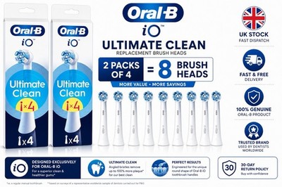 Oral-B IO White Ultimate Clean Zahnbürstenköpfe - 8 Stück - 2 Packungen à 4