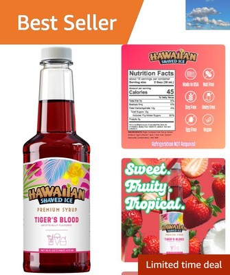 Delicious Tiger's Blood Syrup for Snow Cones -  16 Fl Oz, No Refrigeration