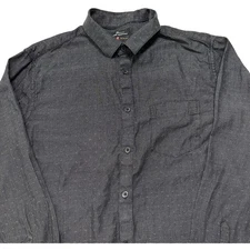 Marc Anthony Luxury Men Shirt Size L Gray Button Up Long Sleeve 100% Cotton