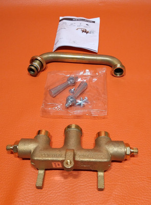 Central Brass 80466 Commercial Two Handle Bare Brass Laundry Faucet 0.5 in Inlet