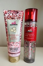 Bath Body Works Milk Peppermint Bark Truffle Fragrance Mist Body Cream New