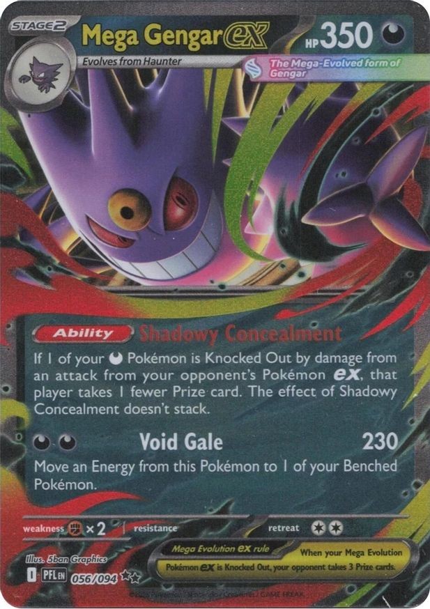 Pokemon Mega Gengar ex (56/152) Phantasmal Flames LP HOLO