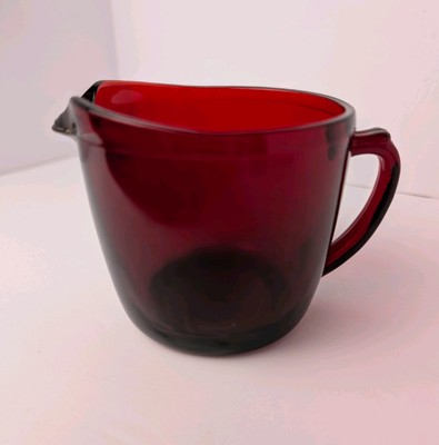 Vintage Anchor Hocking Ruby Royal Red Glass Creamer