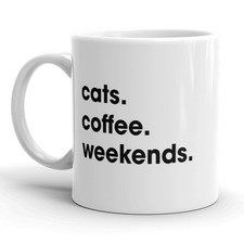 Taza de café de fin de semana para gatos lindo gato loco dama taza de café - 11 oz