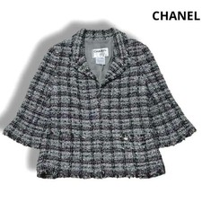 USED CHANEL KARL LAGERFELD TWEED JACKET RUNWAY MODEL 40 GOOD
