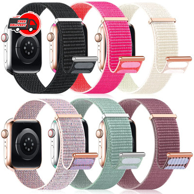 Nylon Loop Strap for Apple Watch Band 44mm 40mm 45mm 41mm 46mm 42mm 49mm Ultra A