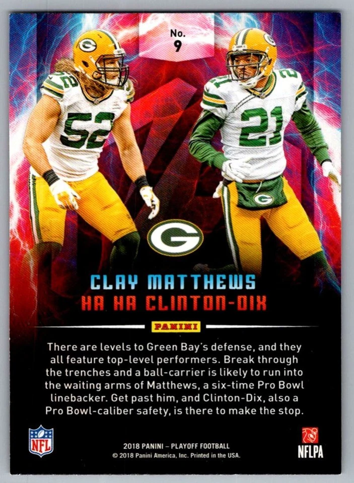 2018 Panini Playoff Thunder & Lightning Clay Matthews/Ha Ha Clinton-Dix Green - Image 2 of 2