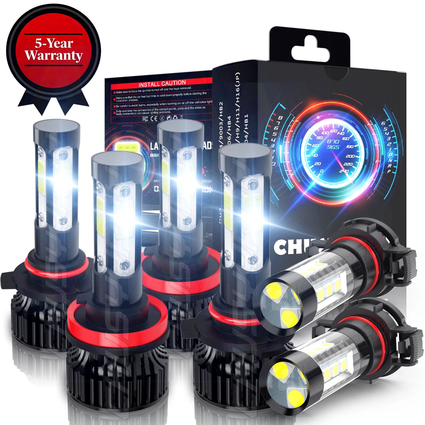 For Chevy Silverado 1500 2007-2015 6x 6000K LED Headlight Hi/Lo&Fog Bulbs Kit