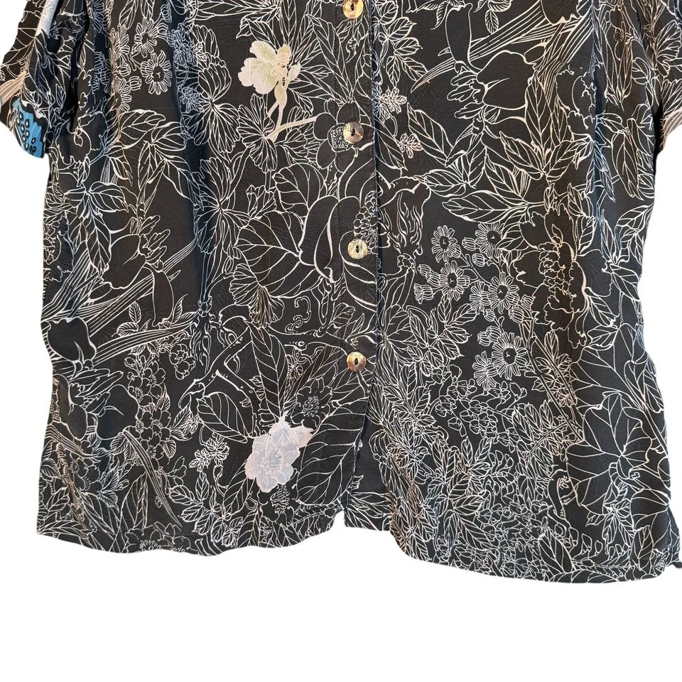Blusa de seda Citron Santa Monica para mujer M estampado floral vestido con botones kimono Foto 3 de 4
