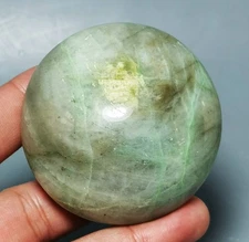 Amazing Orbicular Green Moonstone Rock Crystal Palm Reiki Healing