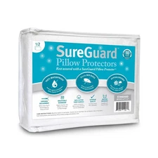 Set of 2 Standard Size SureGuard Pillow Protectors - 100% Waterproo... Fast Ship