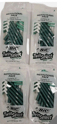 10*BiC Twin Select Sensitive Skin Men's Disposable Shavers Total 100 Razors