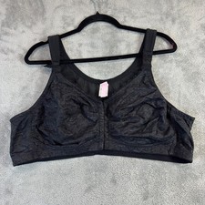 Comfort Choice Bra Womens 52B Black Lace Front Close Wireless Posture Support