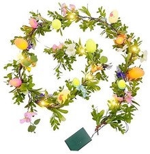 Easter Egg Garland with Lights, 6FT Spring Floral Garland Battery 6FT-A