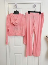 Juicy Couture Flamingo Pink Velour Tracksuit Set XL NWT