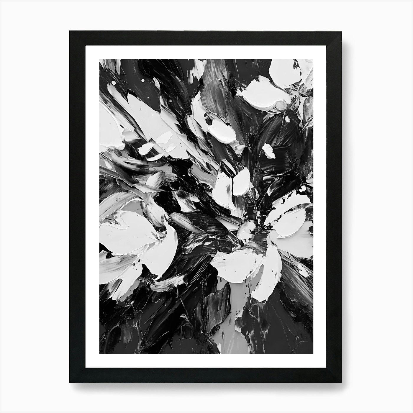 Abstract Black And White Painting 5 Framed Wall Art Poster Canvas Print Picture