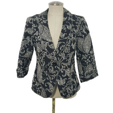 Cabi 312 Eliza Black Ivory Eliza Tapestry Brocade Floral Blazer 3/4 sleeve 6