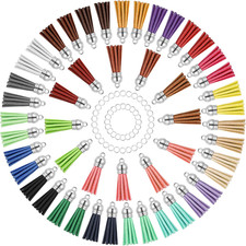 50 Stück Leder Anhänger Quaste Troddel Mini Bunt DIY Dekorationen Retro Charm Sc