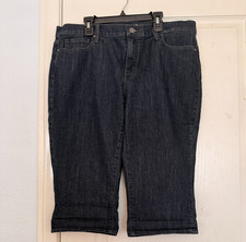 DKNY Women's Dark Wash Ludlow Denim Jeans Bermuda Size 12