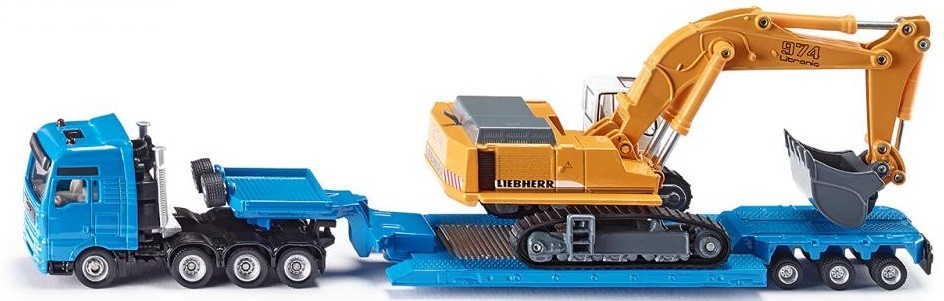 Camion SIKU MAN 8x4 avec porte-engins et pelle LIEBHERR 1/87