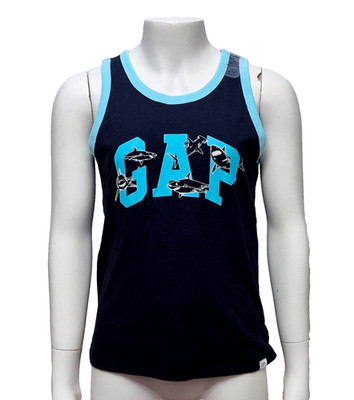 GAP Kids Jungen schönes dunkelblaues ärmelloses Fischdesign Trägertop Größe Small