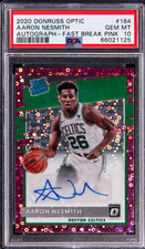 2020-21 Donruss Optic Autograph Fast Break Pink #164 Aaron Nesmith Rookie PSA 10
