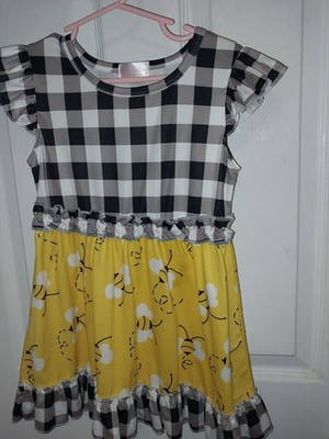 Toddler.girls Cliver Cottage Black And Yellow Bee Design Dress Size 3t