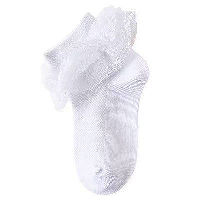 2 Pair Cotton Lace Ruffle White Socks Kids Girls Size Large, 8-11 Years Old new