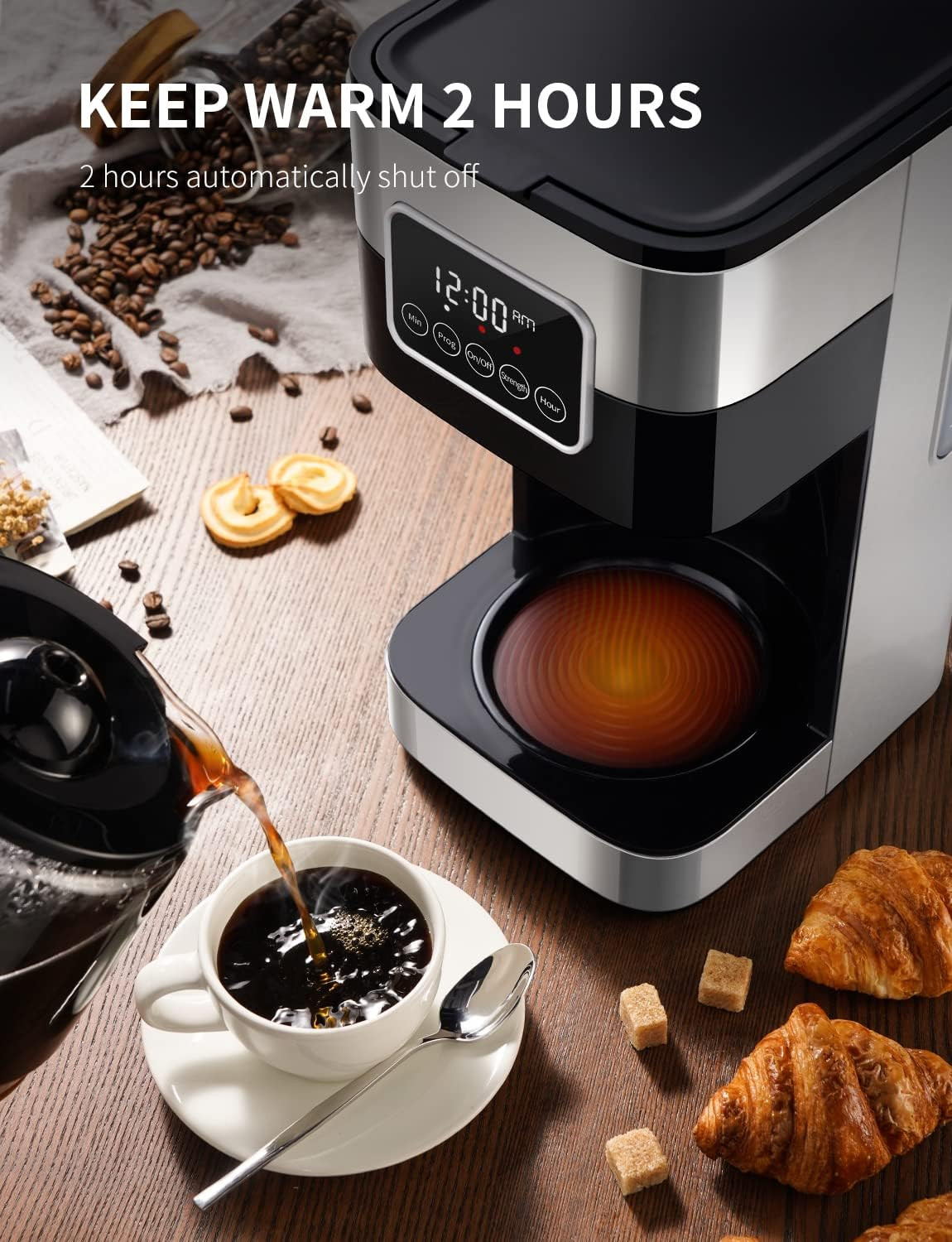 10-Cup Programmable Coffee Maker with Conical Burr Grinder for Fresh Brews