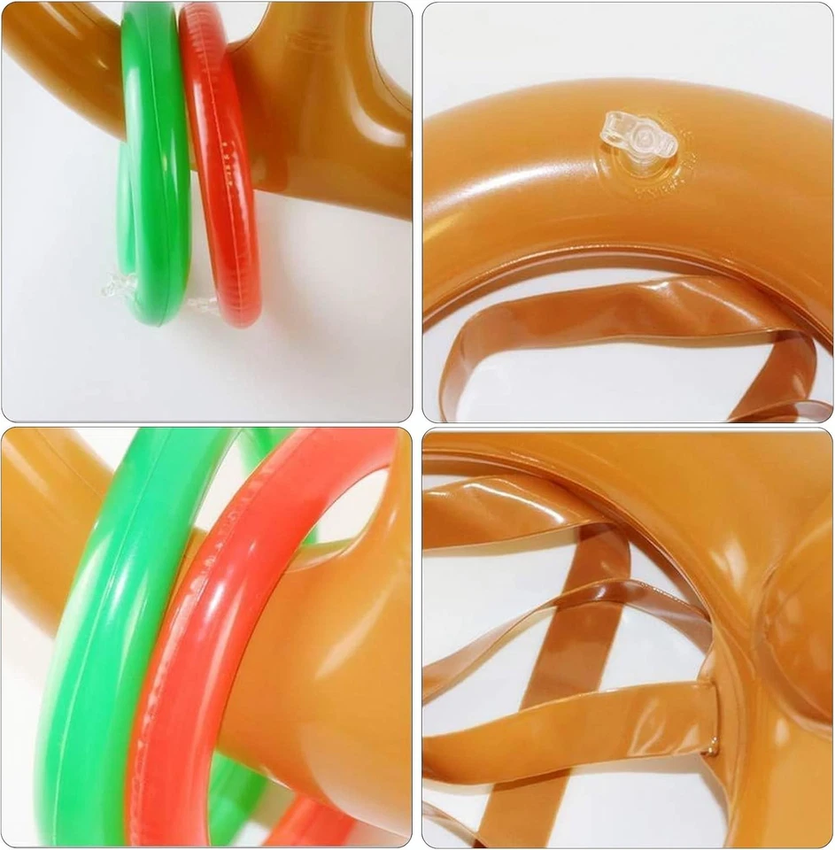 Paquete de 2 anillos inflables de cuerno de reno juego de lanzamiento de Navidad para fiesta familiar Foto 4 de 4